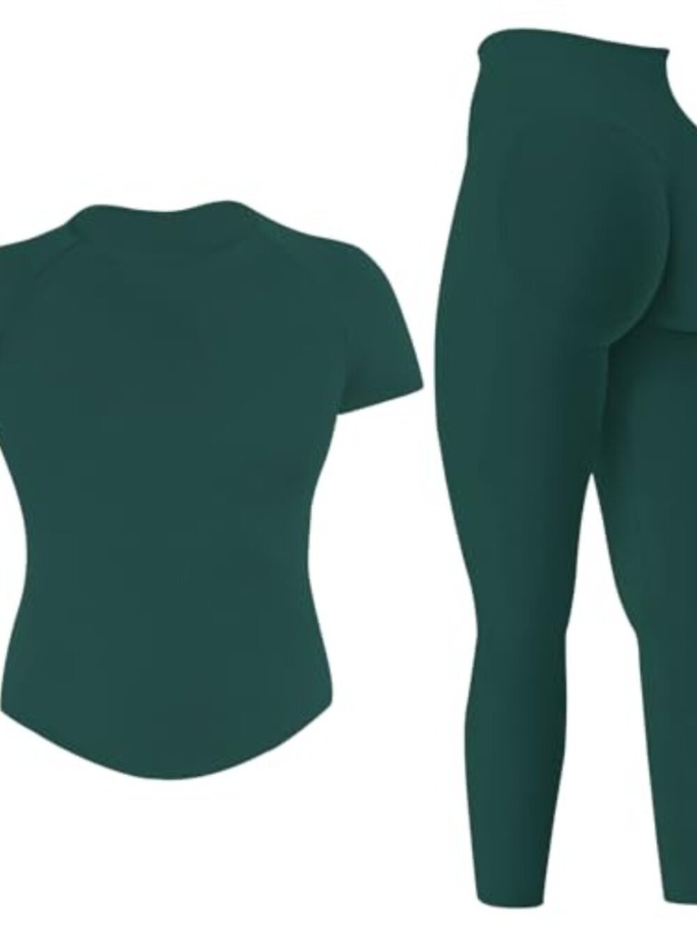 2 Piece Workout Set Crop Top Scrunch Leggings High Stretch Nylon Elastane